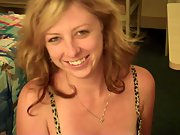 Hot blonde milf sucking cock teasing ass quickie before hair stylist